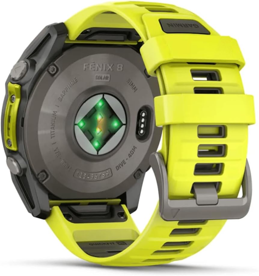 Garmin Fenix 8–51 mm, Solaire, Saphir, Titane, avec Bande en Silicone ampyllow/Graphite – Image 8
