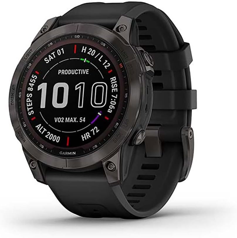 Garmin Fenix 7 Sapphire Solar Bracelet en silicone DLC-Titanium Noir/Noir – Image 2