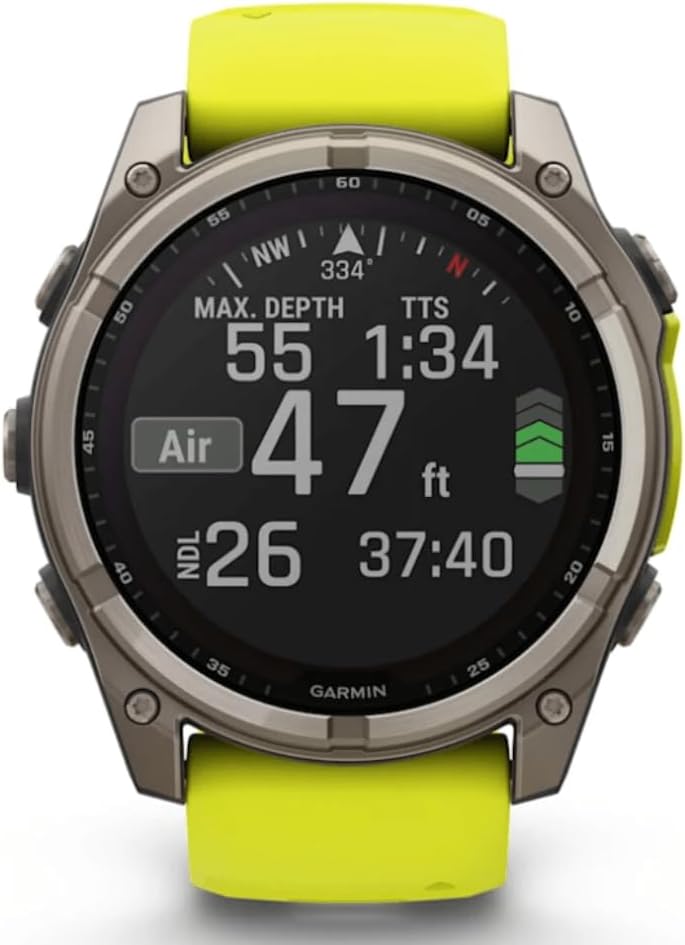 Garmin Fenix 8–51 mm, Solaire, Saphir, Titane, avec Bande en Silicone ampyllow/Graphite – Image 6