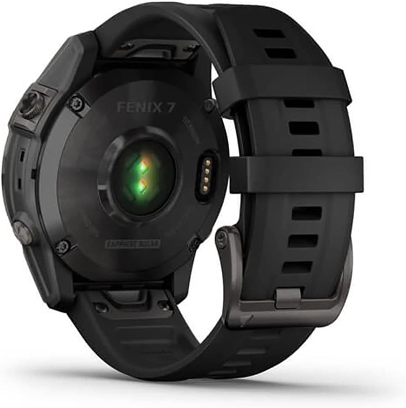 Garmin Fenix 7 Sapphire Solar Bracelet en silicone DLC-Titanium Noir/Noir – Image 3