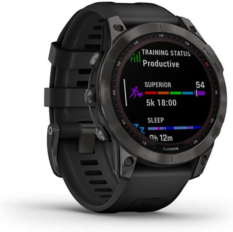 Garmin Fenix 7 Sapphire Solar Bracelet en silicone DLC-Titanium Noir/Noir – Image 4