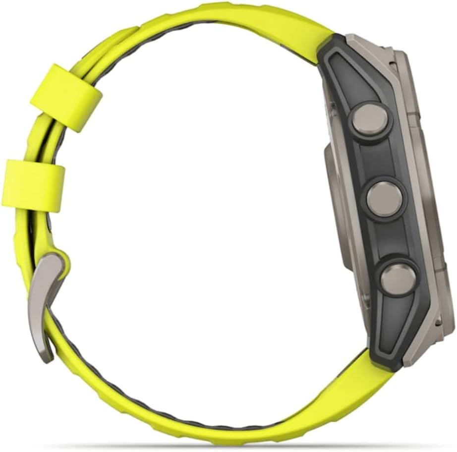 Garmin Fenix 8–51 mm, Solaire, Saphir, Titane, avec Bande en Silicone ampyllow/Graphite – Image 5