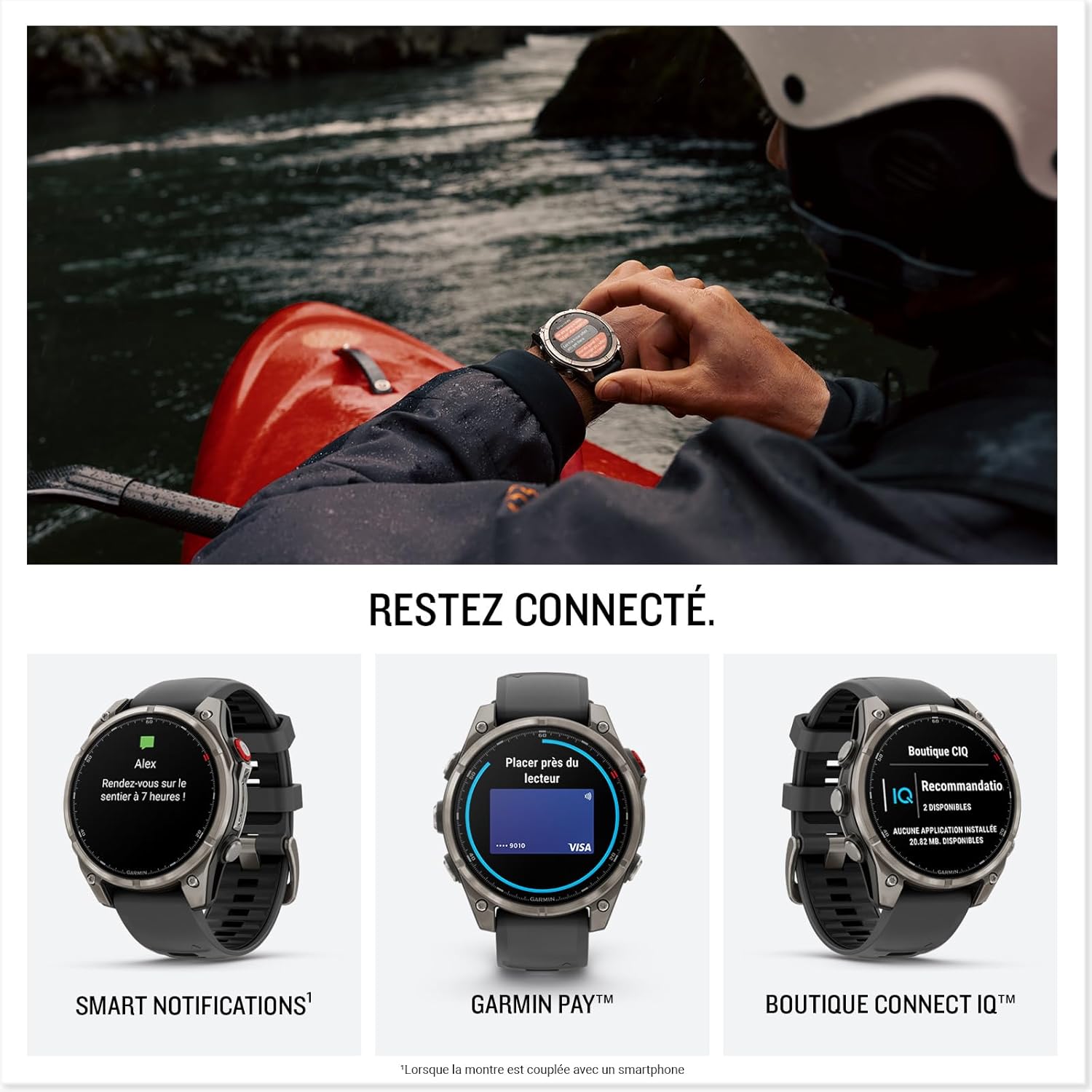 Garmin Fénix 8 Pro, 51mm AMOLED - Montre connectée GPS Multisports avec Technologie inReach intégrée - Sapphire, Titane, Titanium avec Bracelet Graphite – Image 5