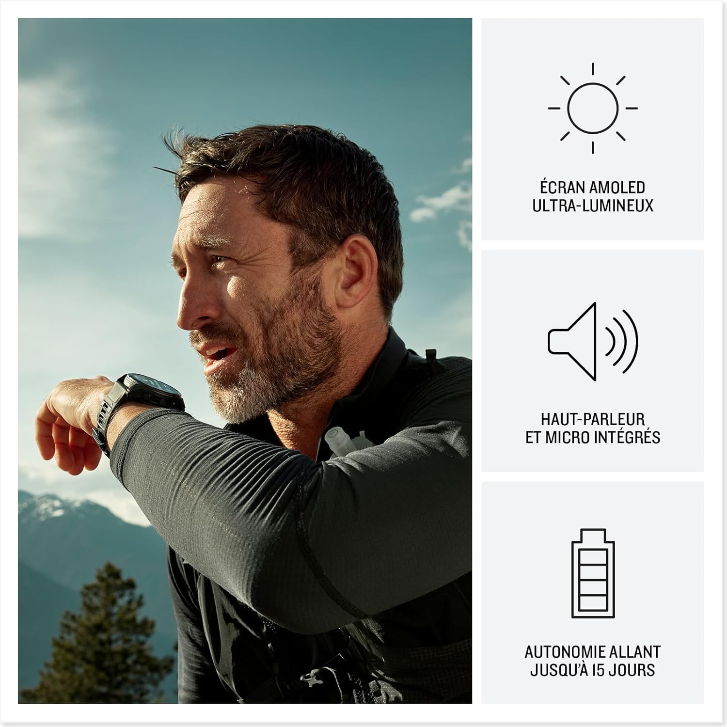 Garmin Fénix 8 Pro, 51mm AMOLED - Montre connectée GPS Multisports avec Technologie inReach intégrée - Sapphire, Titane, Titanium avec Bracelet Graphite – Image 3