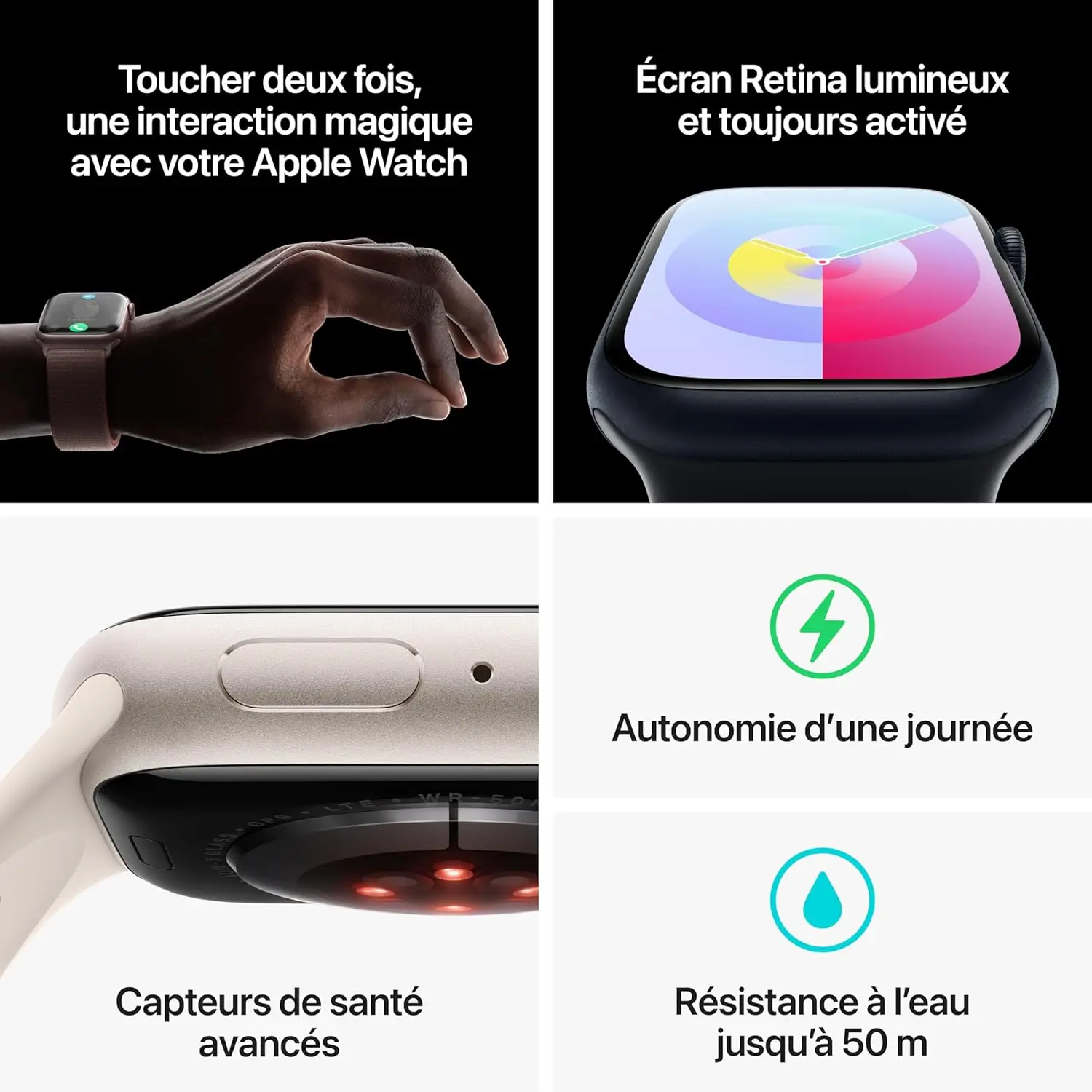 Apple Watch Series 9 (45 mm GPS + Cellular) Smartwatch avec boîtier en Acier Inoxydable et Bracelet Milanais Graphite. Suivi de l’activité Physique, apps Oxygène sanguin et ECG, résistance à l’Eau – Image 5
