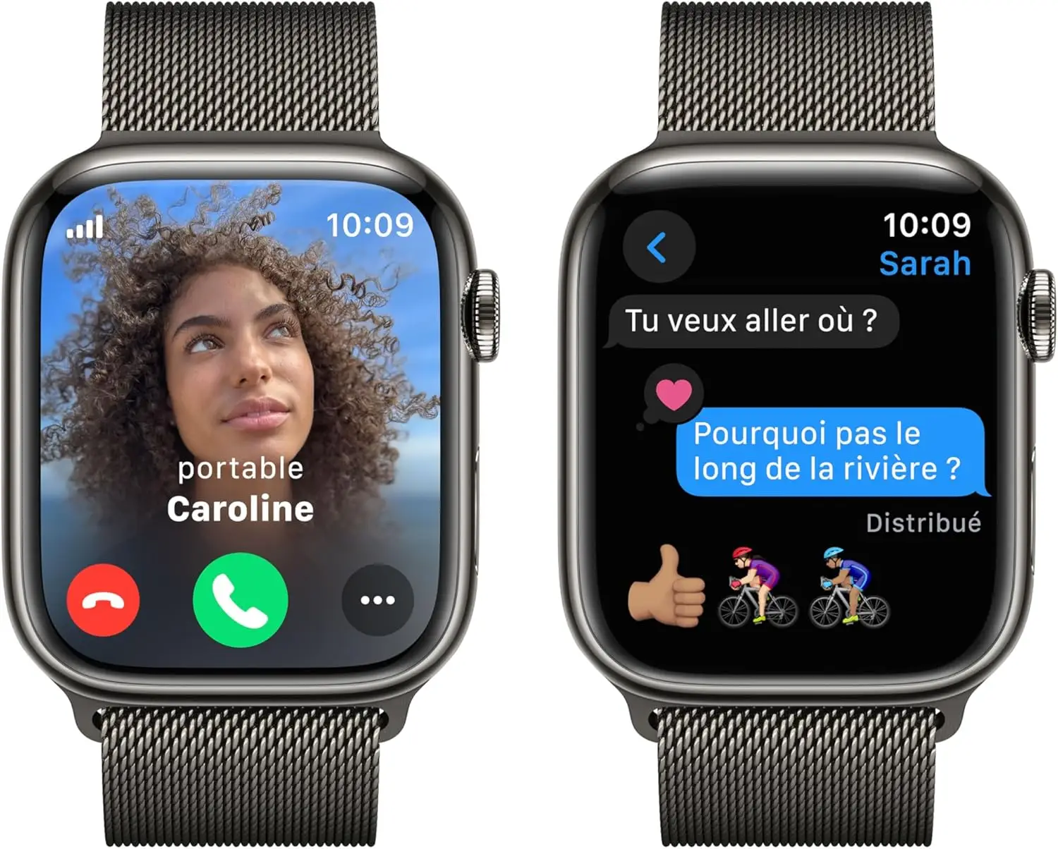 Apple Watch Series 9 (45 mm GPS + Cellular) Smartwatch avec boîtier en Acier Inoxydable et Bracelet Milanais Graphite. Suivi de l’activité Physique, apps Oxygène sanguin et ECG, résistance à l’Eau – Image 4