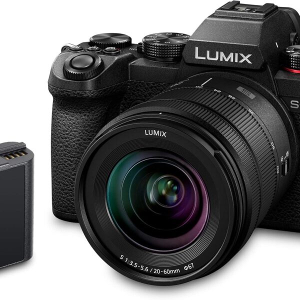 Panasonic Lumix S5K | Appareil Photo Hybride Plein Format + Objectif Lumix S 20-60mm F3.5-5.6 + Batterie (24MP, Vidéo 4K 4:2:2 10bit, Double Stabilisation, V-Log, Tropicalisé) – Version Noir