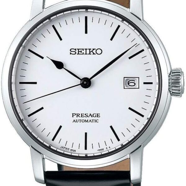 SEIKO Presage Montre automatique pour homme avec cadran blanc SPB113J1, bleu, Moderne